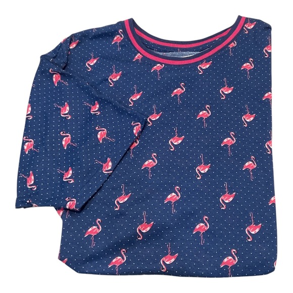 Fresh Prints of Bel-Air Other - Fresh Prints of Bel-Air Mens Flamingo Polka crew Dot T-Shirt Navy Blue Pink L